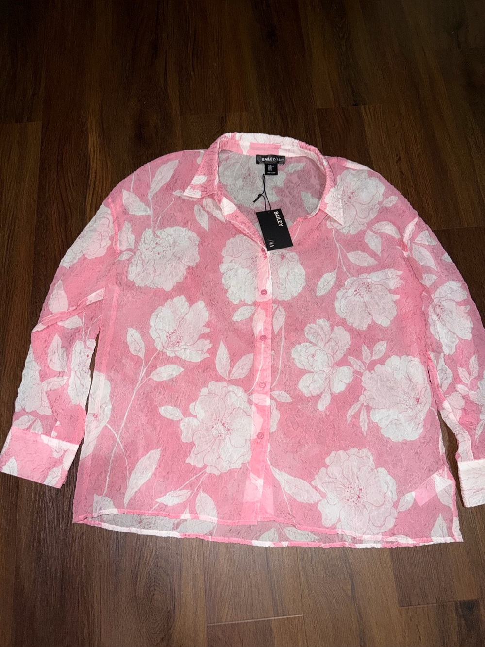 Nwt revolve Bailey 44 floral sheer peony button up $128 XL summer spring top - Picture 2 of 9